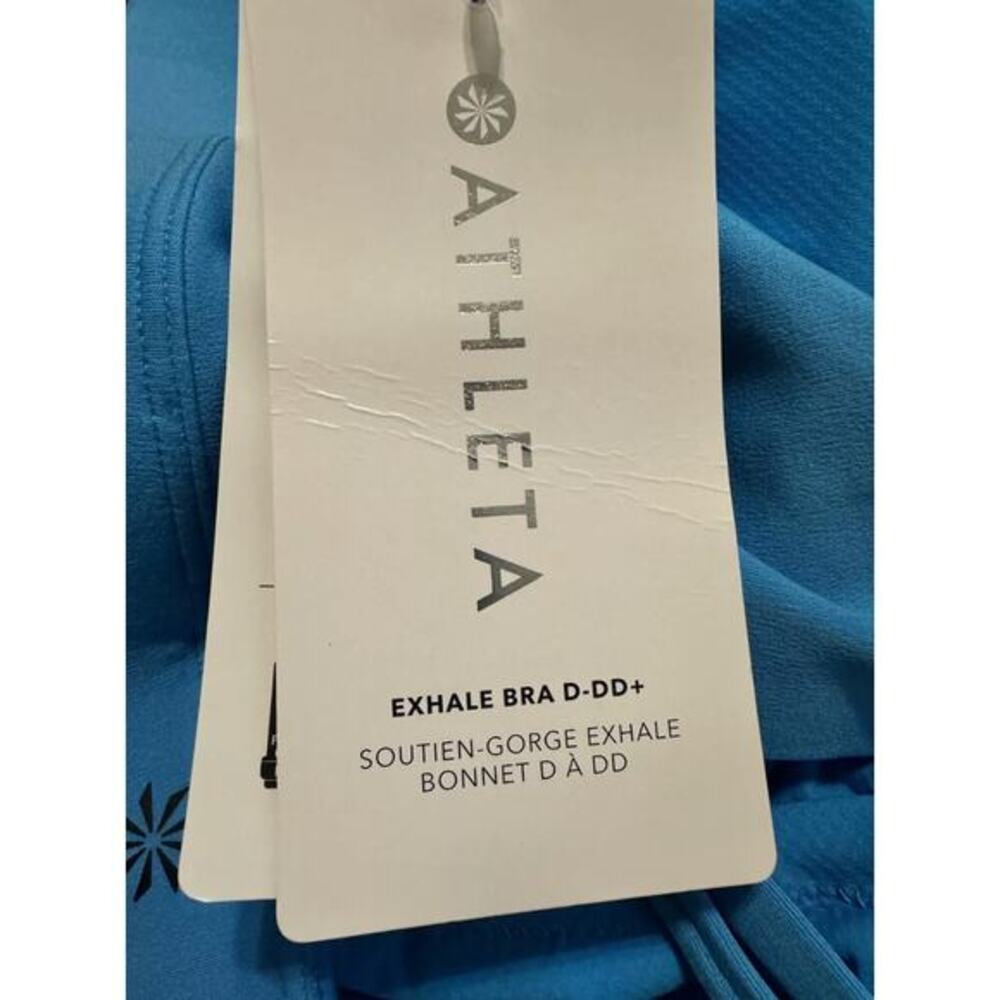 Athleta‎ Exhale Printed Bra Santorini Blue Sz.3X NWT $49 Powervita Soft - Picture 3 of 3